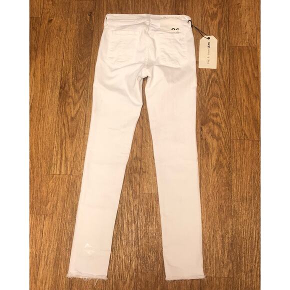 Rag & Bone White Blnc W/ Fray Capri Cropped Frayed Hemline Jeans Size 26 - Picture 8 of 14